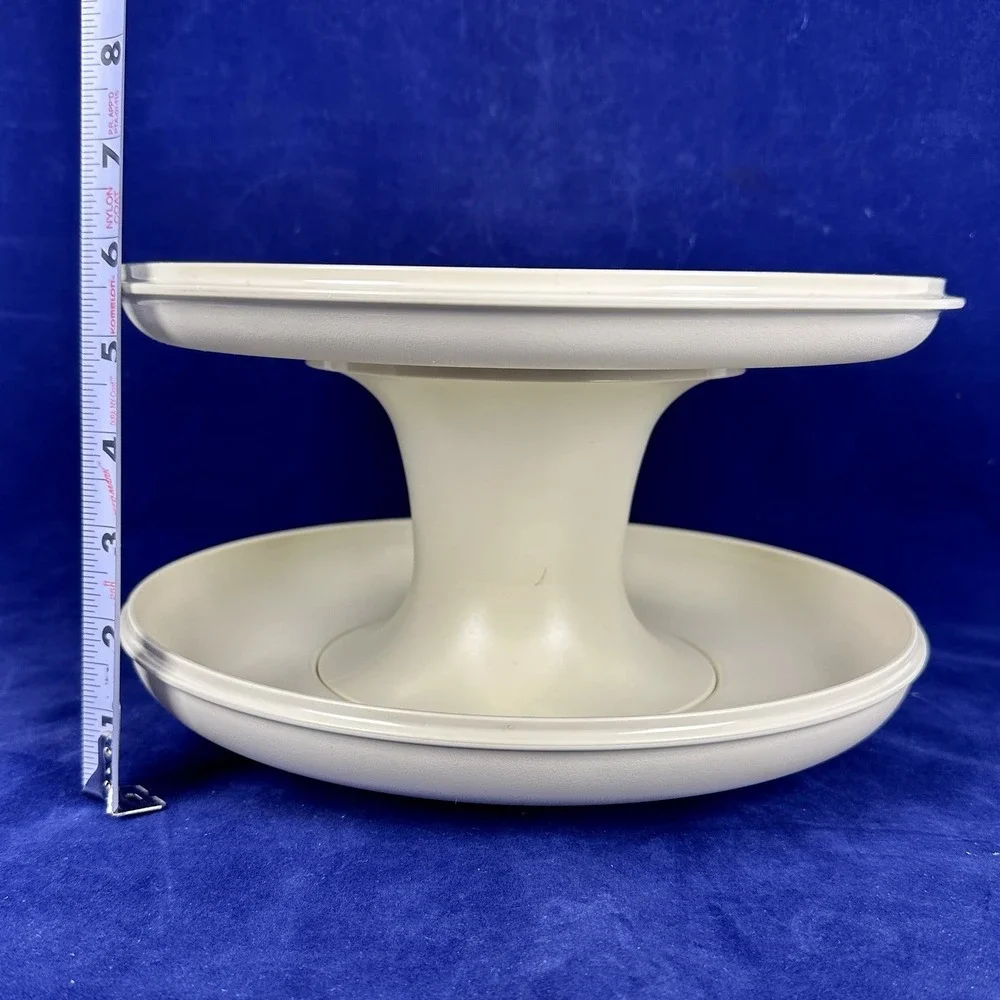 Vtg Tupperware Almond Serve-it All 3 Pieces 1531-3 1532-4 1533-3 Tiered Dish